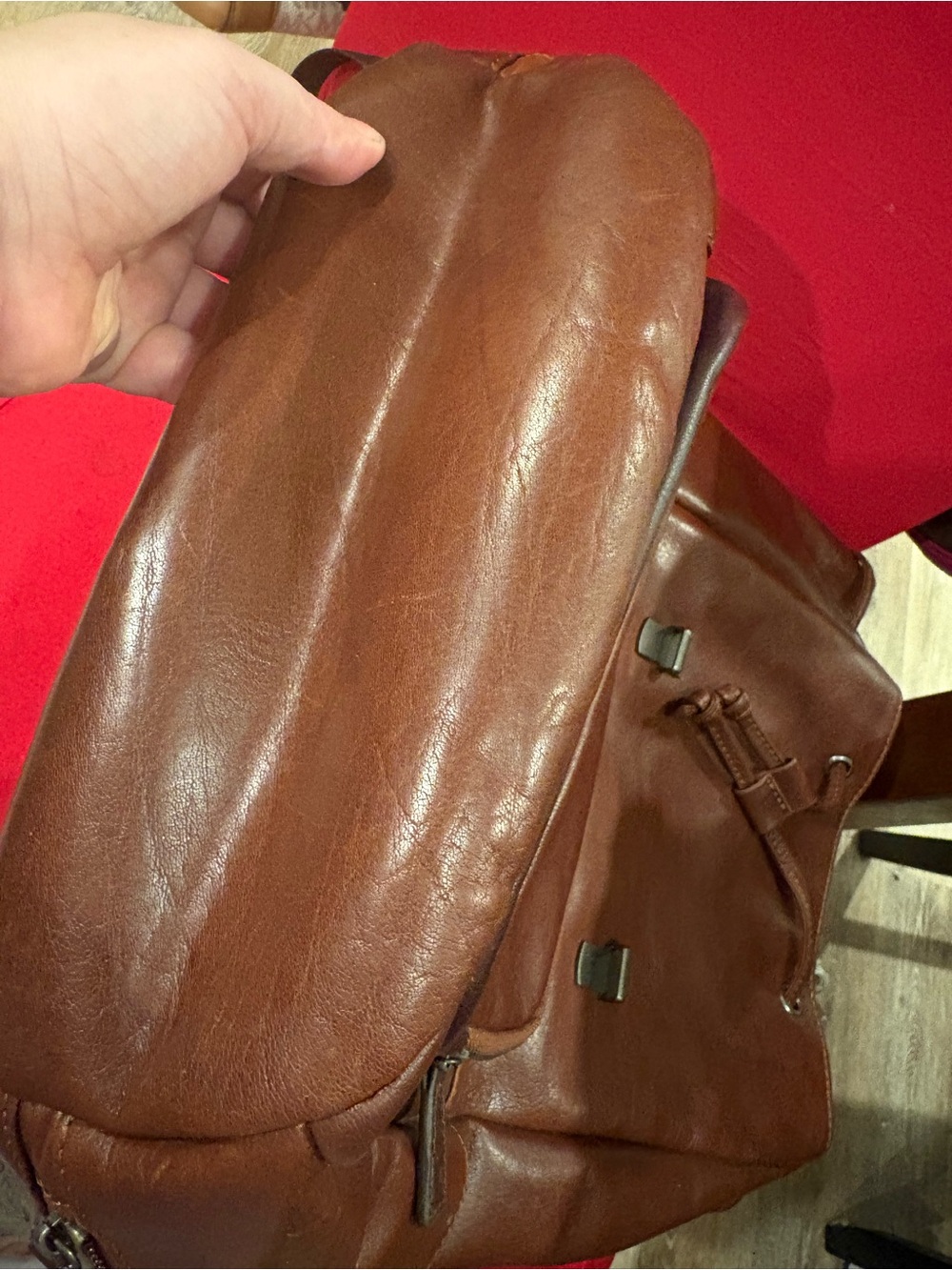 Wilsons Leather Brown Leather Drawstring Backpack - Picture 13 of 16